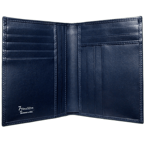 8 Credit Card Pocket Buffed Leather Billfold Blue