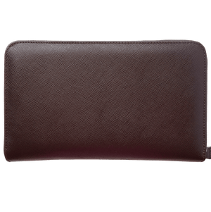 16 Credit Card Saffiano Organizer Zipped Wallet Brown