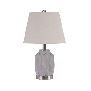 2 Jude Bedside Lamp and Shade - Light Grey And Silver