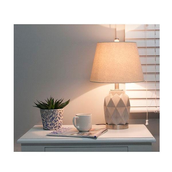 2 Jude Bedside Lamp and Shade - Light Grey And Silver