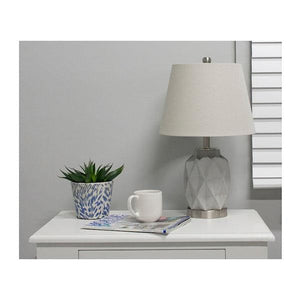 2 Jude Bedside Lamp and Shade - Light Grey And Silver