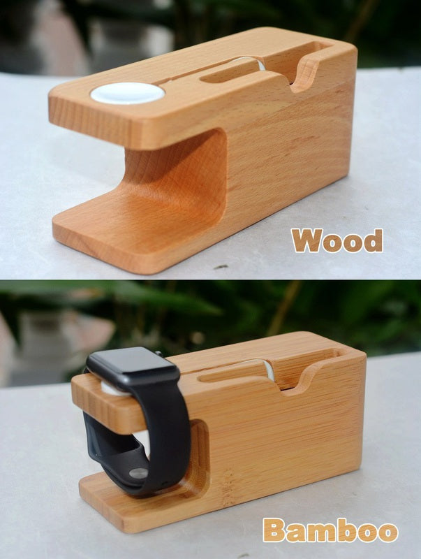 Bamboo Apple Watch Charger Holder & iPhone Holder