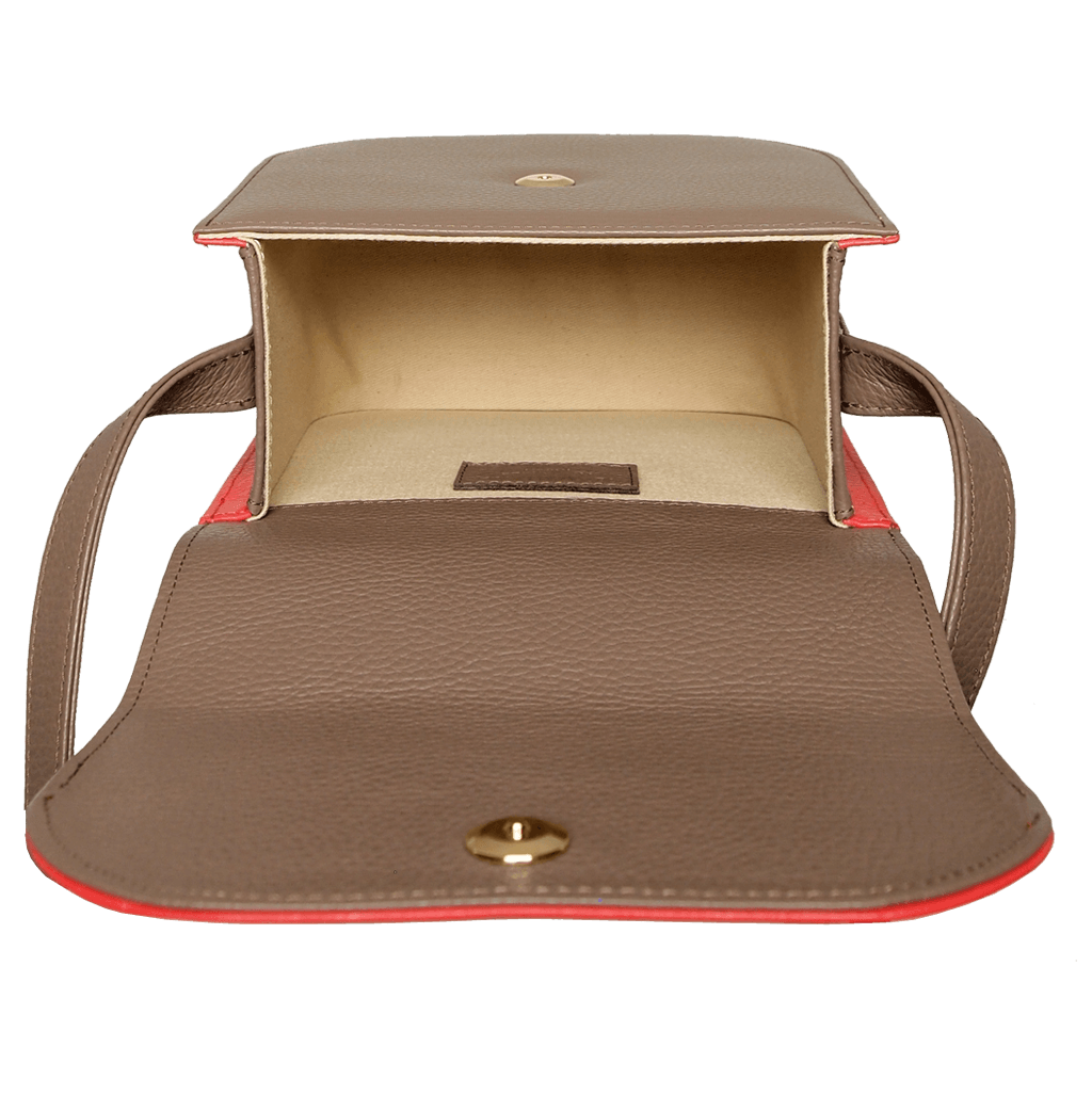 Midi Shoulder Bag Taupe-Red