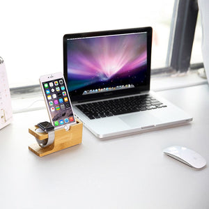 Bamboo Apple Watch Charger Holder & iPhone Holder