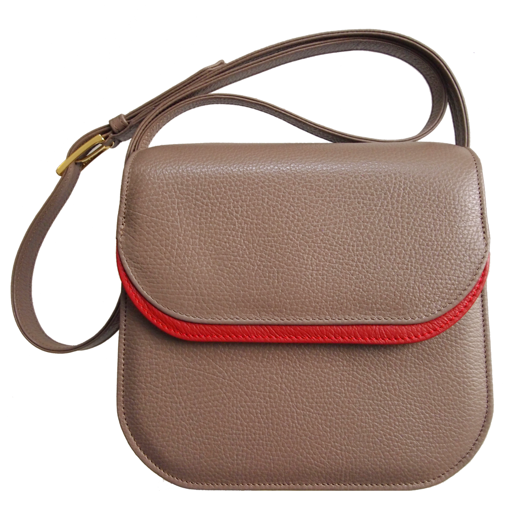 Midi Shoulder Bag Taupe-Red