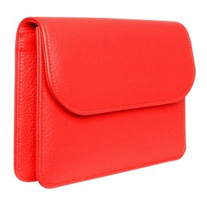 Pebbled Calf Leather Belt Pouch Coral