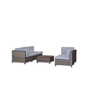 5 Pcs Outdoor Sofa Set Rattan Oatmeal Black Patio Lounge