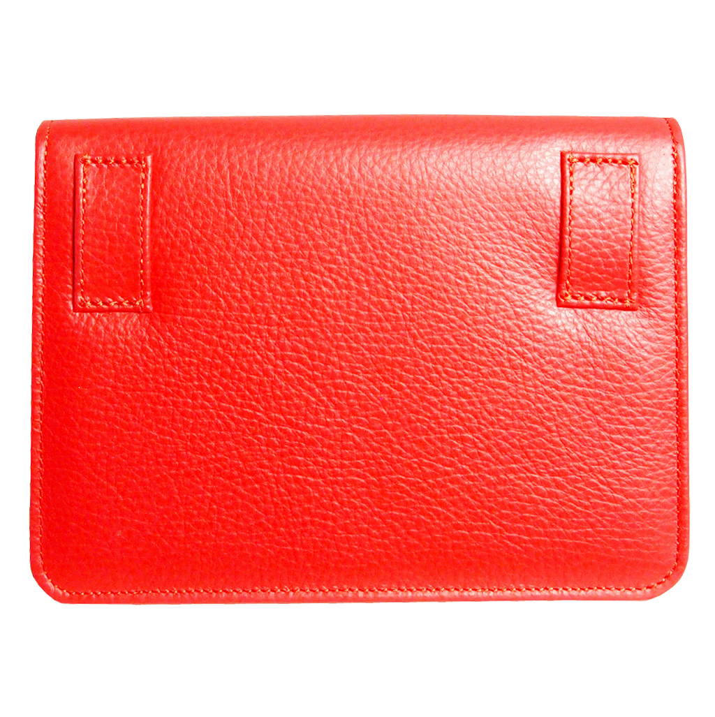 Pebbled Calf Leather Belt Pouch Coral