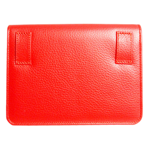 Pebbled Calf Leather Belt Pouch Coral