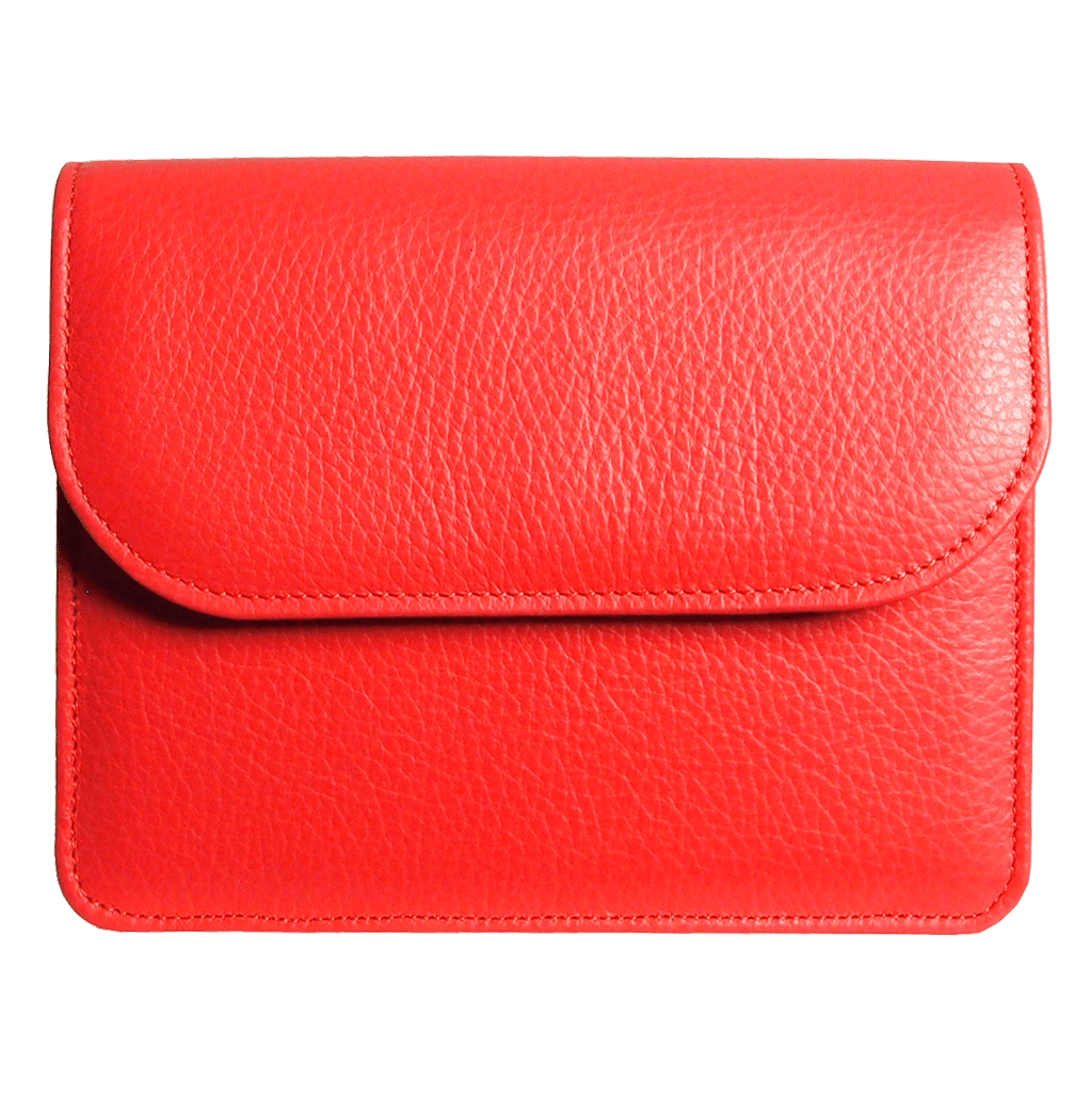 Pebbled Calf Leather Belt Pouch Coral