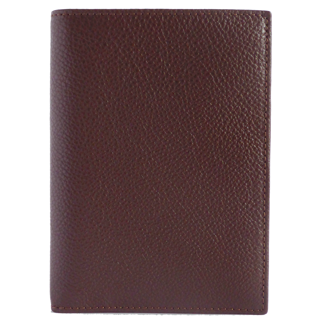 8 Credit Card Pocket Pebbled Leather Billfold Brown