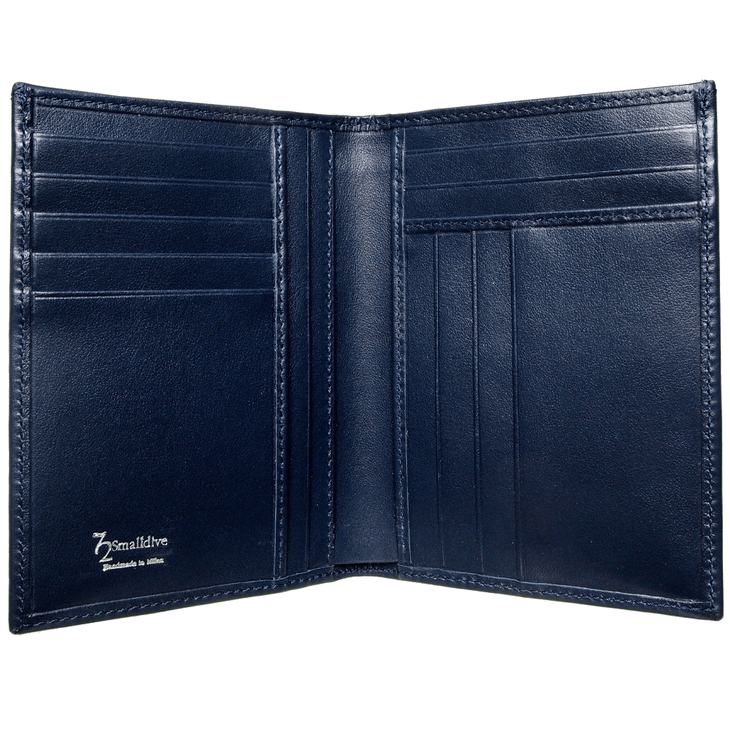 8 Credit Card Pocket Buffed Leather Billfold Blue