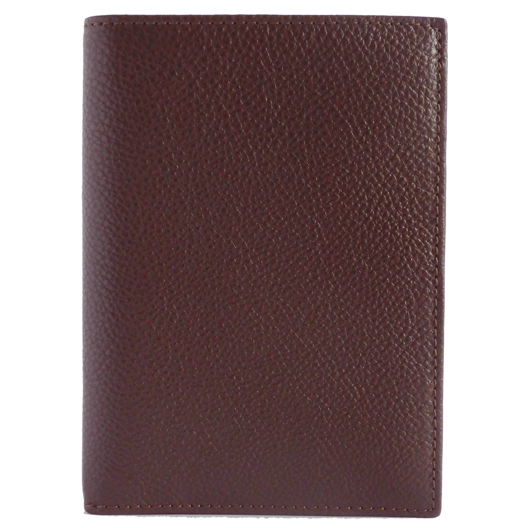 8 Credit Card Pocket Pebbled Leather Billfold Brown