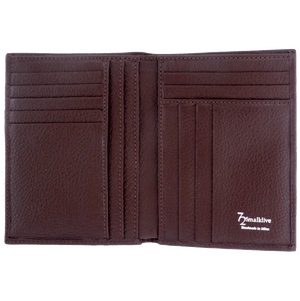 8 Credit Card Pocket Pebbled Leather Billfold Brown