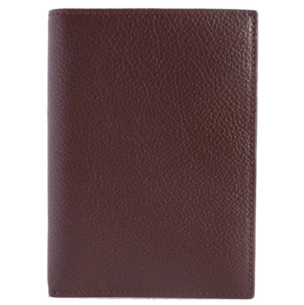 8 Credit Card Pocket Pebbled Leather Billfold Brown