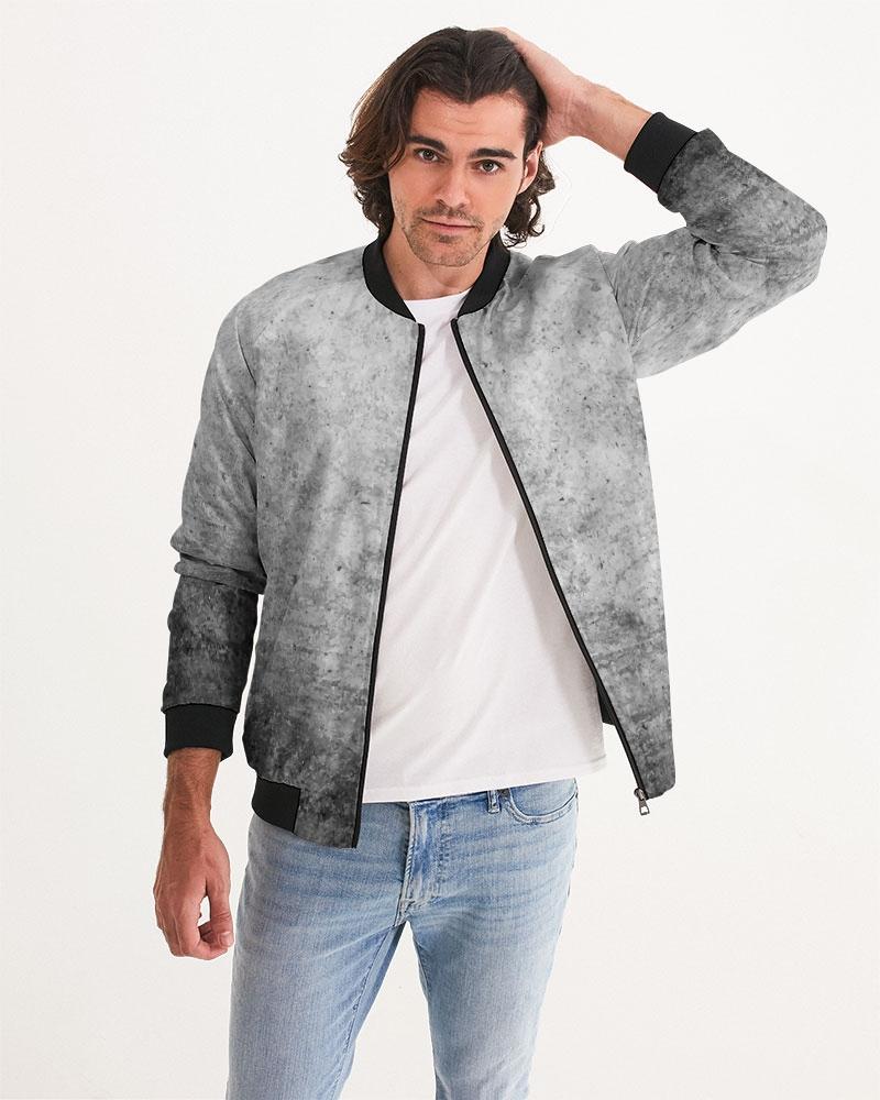 Mens Bomber Jacket, Grey and Black Tie Dye Pattern