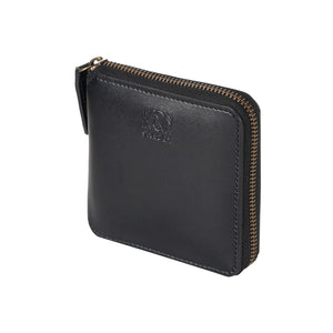 Apple Leather Small Zip Wallet - Black