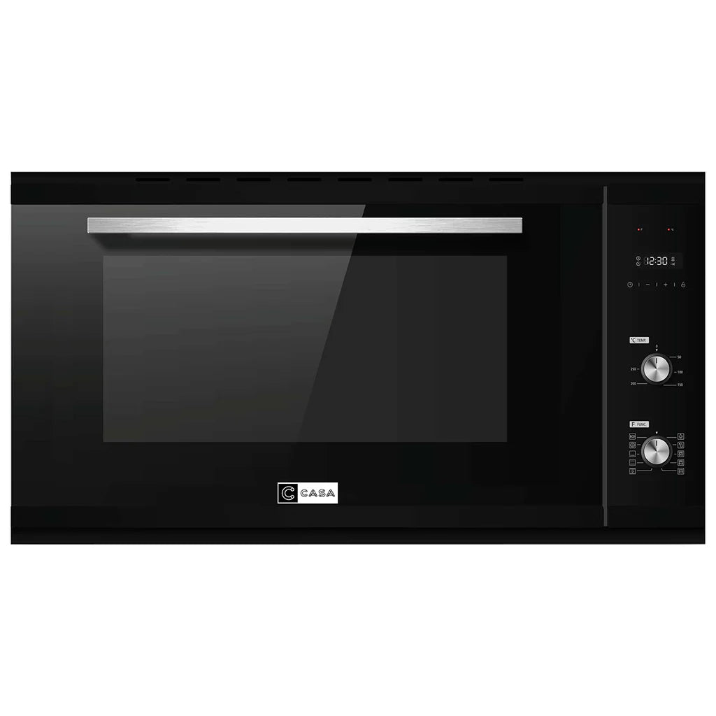 90cm Cooking Appliance Package with Black Glass Gas Cooktop