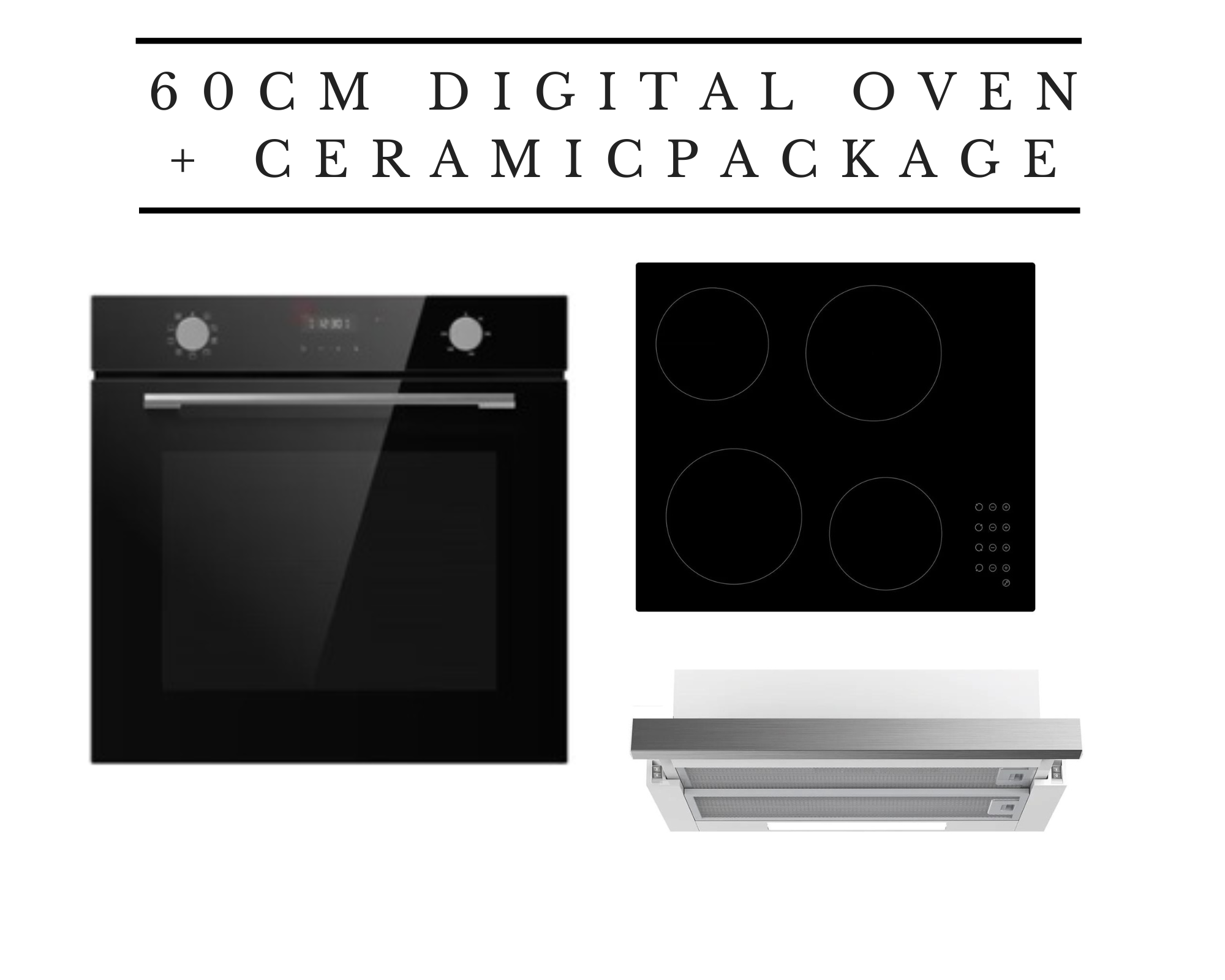60cm Kitchen Appliance Package with Digital Oven & Ceramic Cooktop