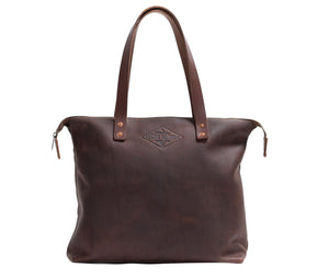 Lifetime Zippered Leather Tote - Pebble