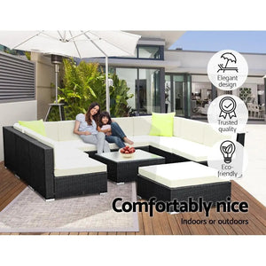 Gardeon 10PC Outdoor Furniture Sofa Set Wicker Garden Patio Lounge