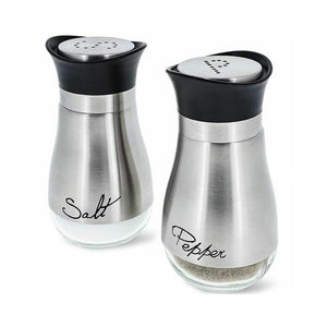 Salt and Pepper Shakers Stainless Steel and Glass