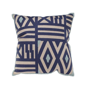 Patterned Taupe Blue And Green Cushion