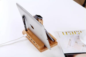 Bamboo Docking Station With 4 USB Port