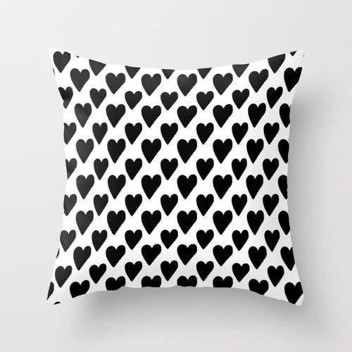 Black And White Hearts Cushion