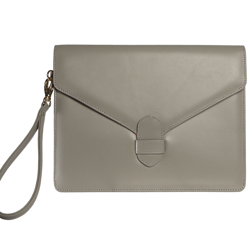 Buffed Leather Envelope Clutch Pumice