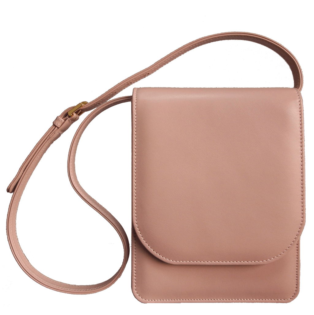 Buffed Leather Mini Vertical Shoulder Bag