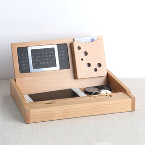 Desktop Wooden Storage Box With Calendar