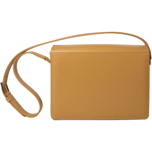 Fringed Clasp Calf Leather Shoulder Handbag Camel