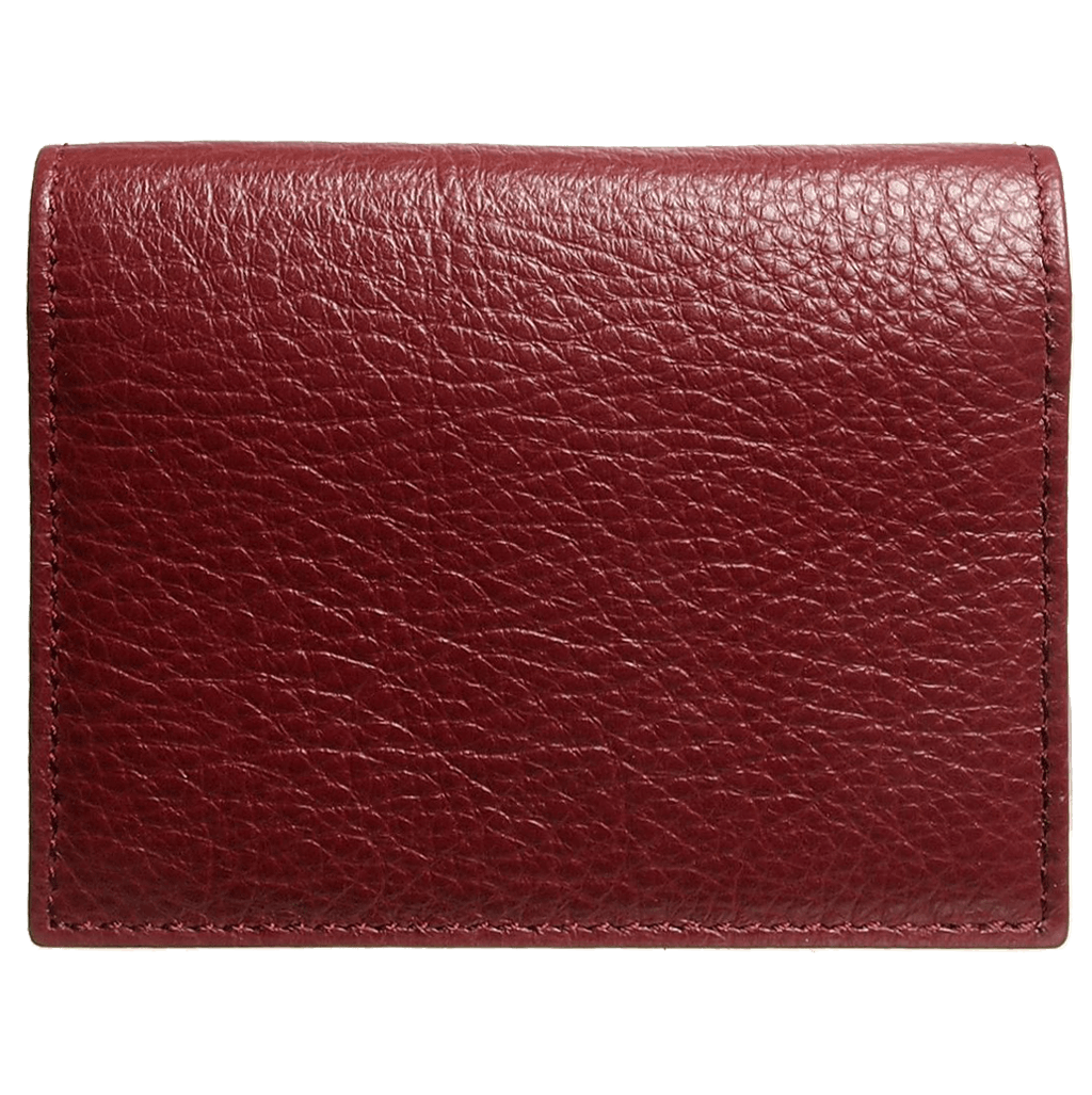 Grained Calf Leather Card Wallet Rosewood