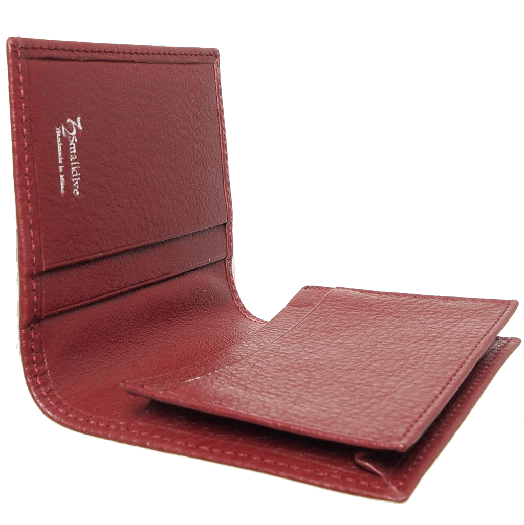 Grained Calf Leather Card Wallet Rosewood