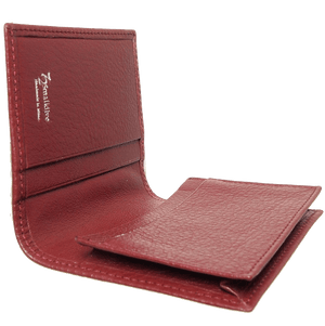 Grained Calf Leather Card Wallet Rosewood