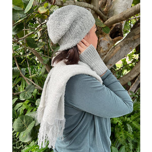 Gray Loop Knit Alpaca Scarf