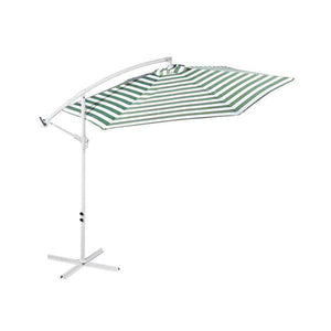 Green And White Striped Outdoor Umbrella