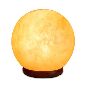 Himalayan Pink Salt Lamp - 5" Inches Ball Sphere Shape Carved Crystal Rock