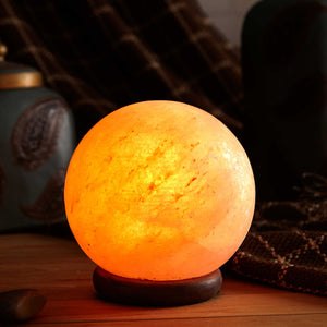 Himalayan Pink Salt Lamp - 5" Inches Ball Sphere Shape Carved Crystal Rock