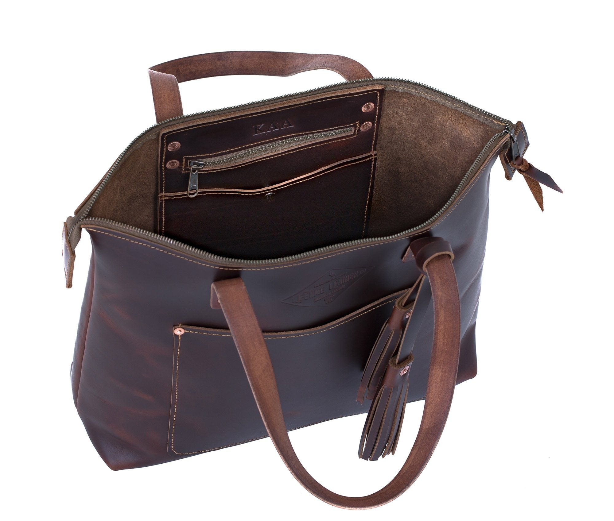 Lifetime Zippered Leather Tote - Pebble