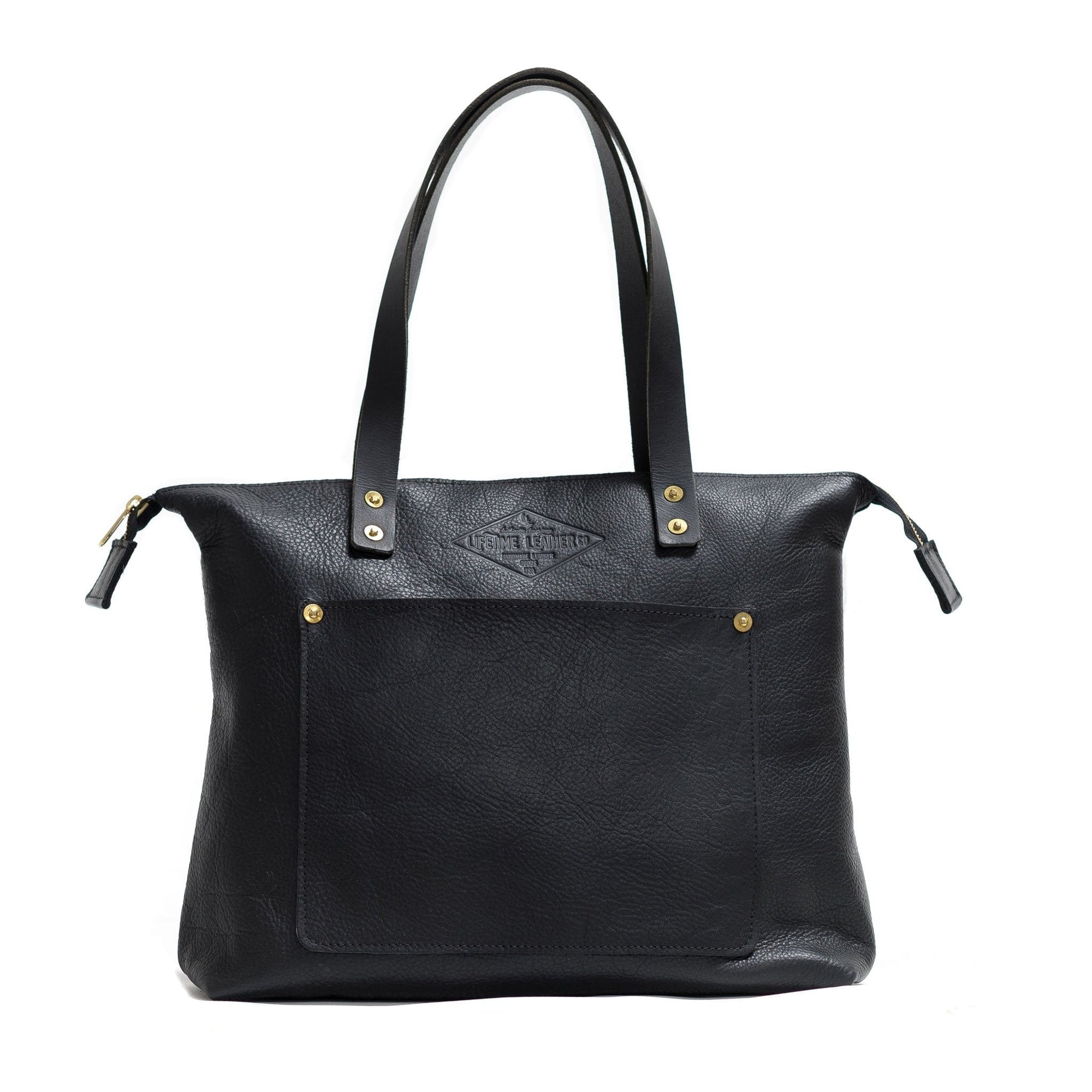 Lifetime Zippered Leather Tote - Pebble