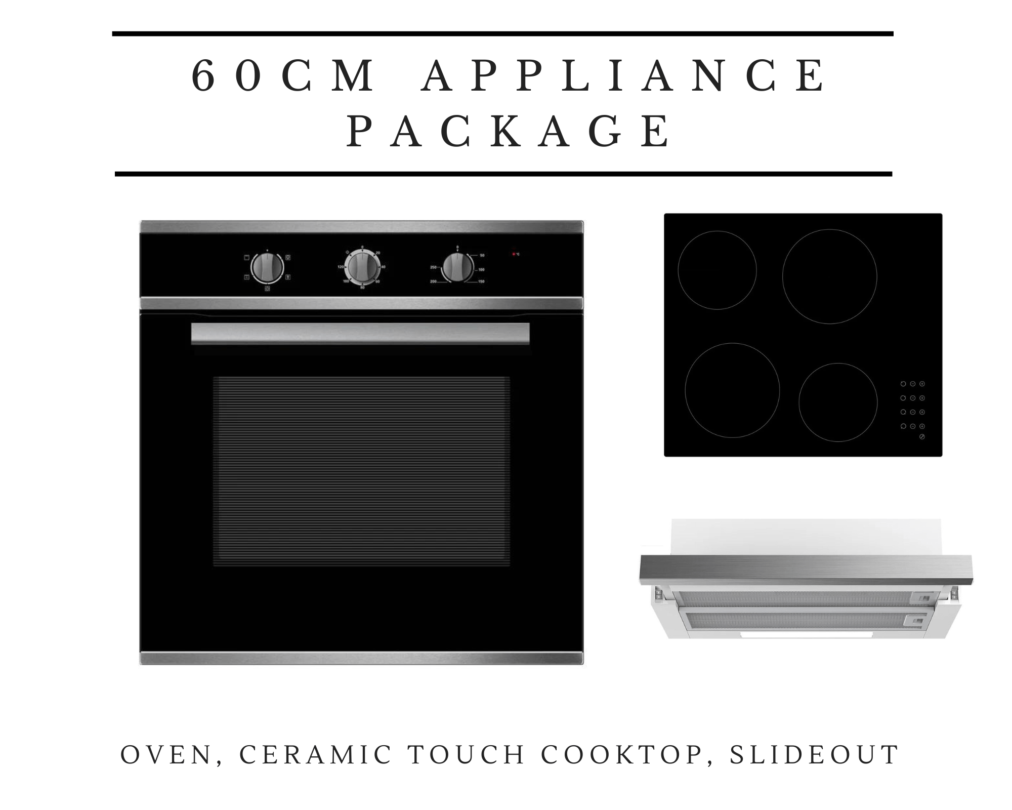 Midea - 60cm Kitchen Appliance Package - Ceramic