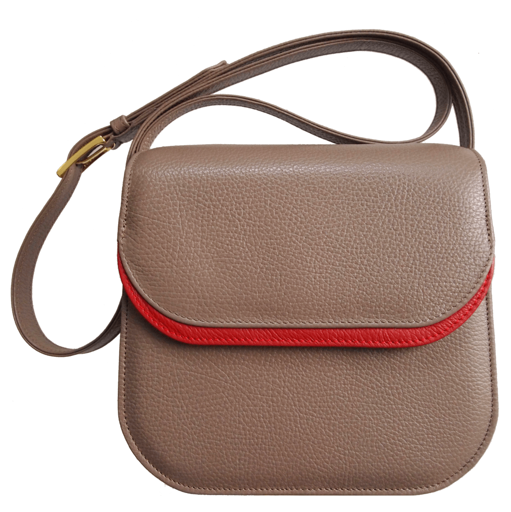 Midi Shoulder Bag Taupe-Red