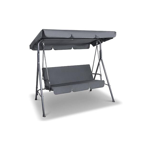 Outdoor Swing Bench Canopy 3 Seater Garden Hammock Grey