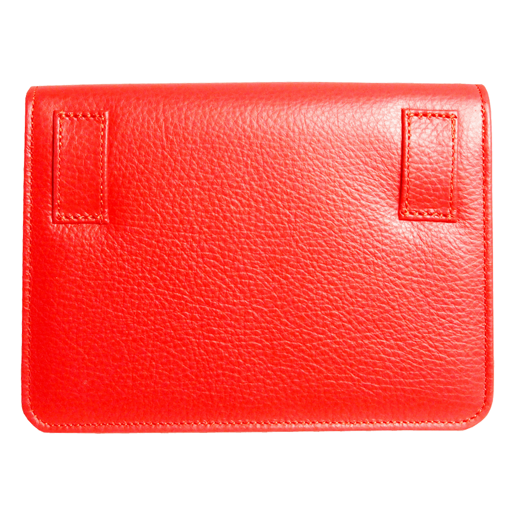 Pebbled Calf Leather Belt Pouch Coral