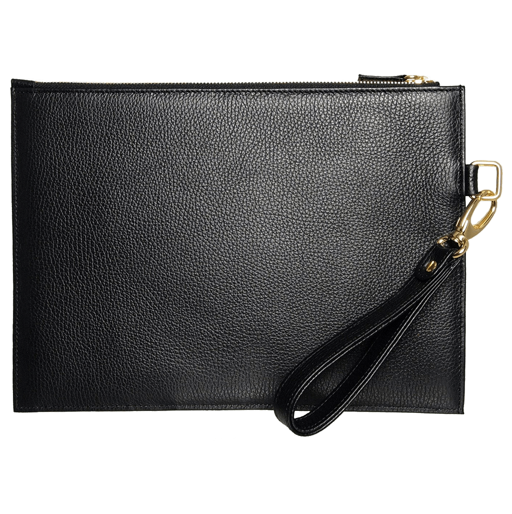 Pebbled Leather Folio Black