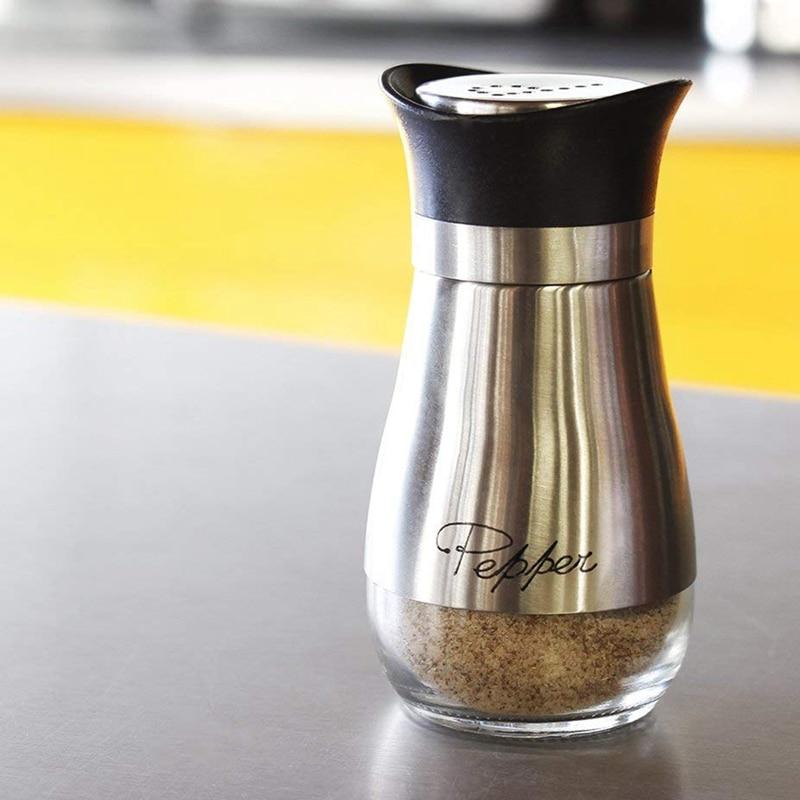 Salt and Pepper Shakers Stainless Steel and Glass