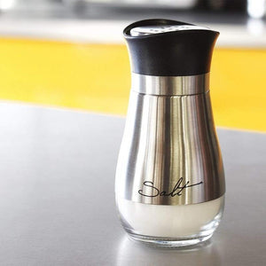 Salt and Pepper Shakers Stainless Steel and Glass