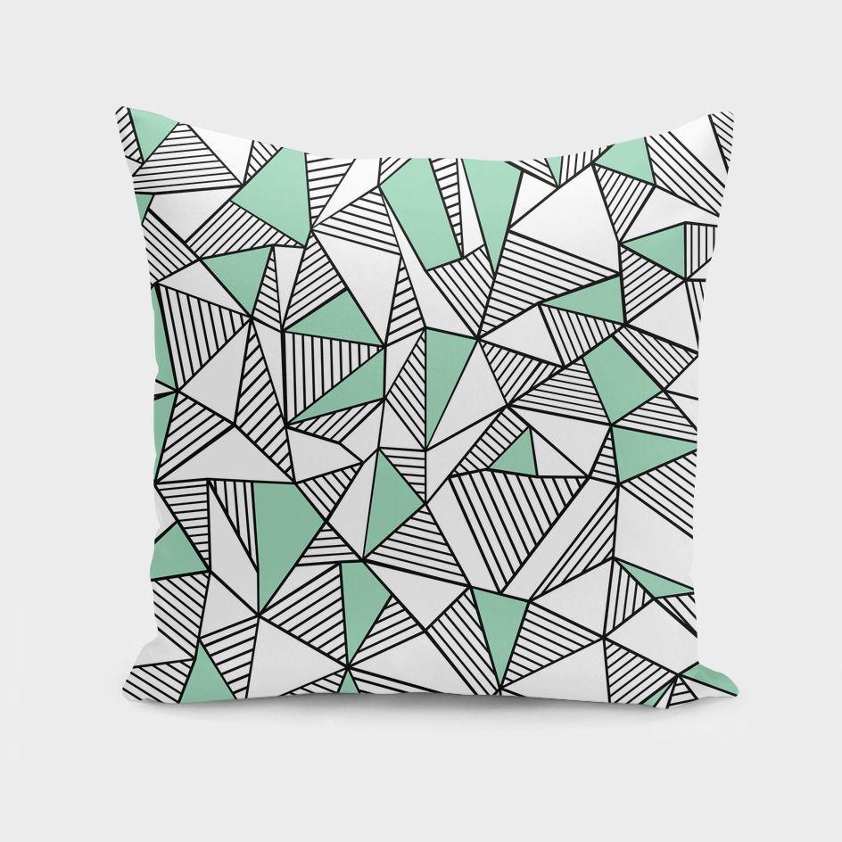 AB Lines With Mint Blocks Cushion